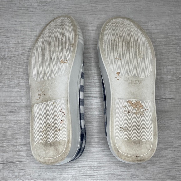 J. Crew Navy Gingham Roap Trip Canvas Lace-Up Sneaker Size 6 - Picture 6 of 10